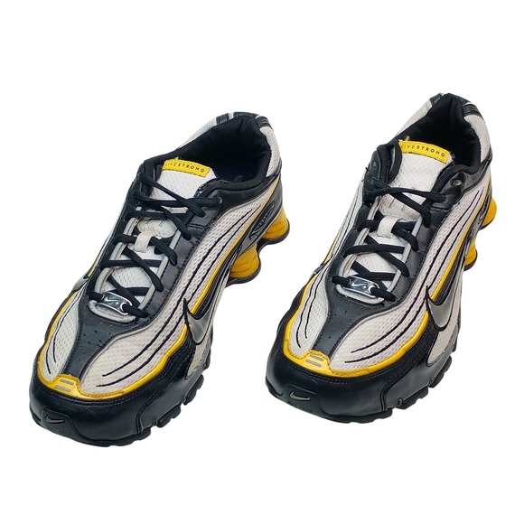 Nike Other - Nike Shox Livestrong Mens Running Shoes Black White Yellow 350623-101 Size 10
